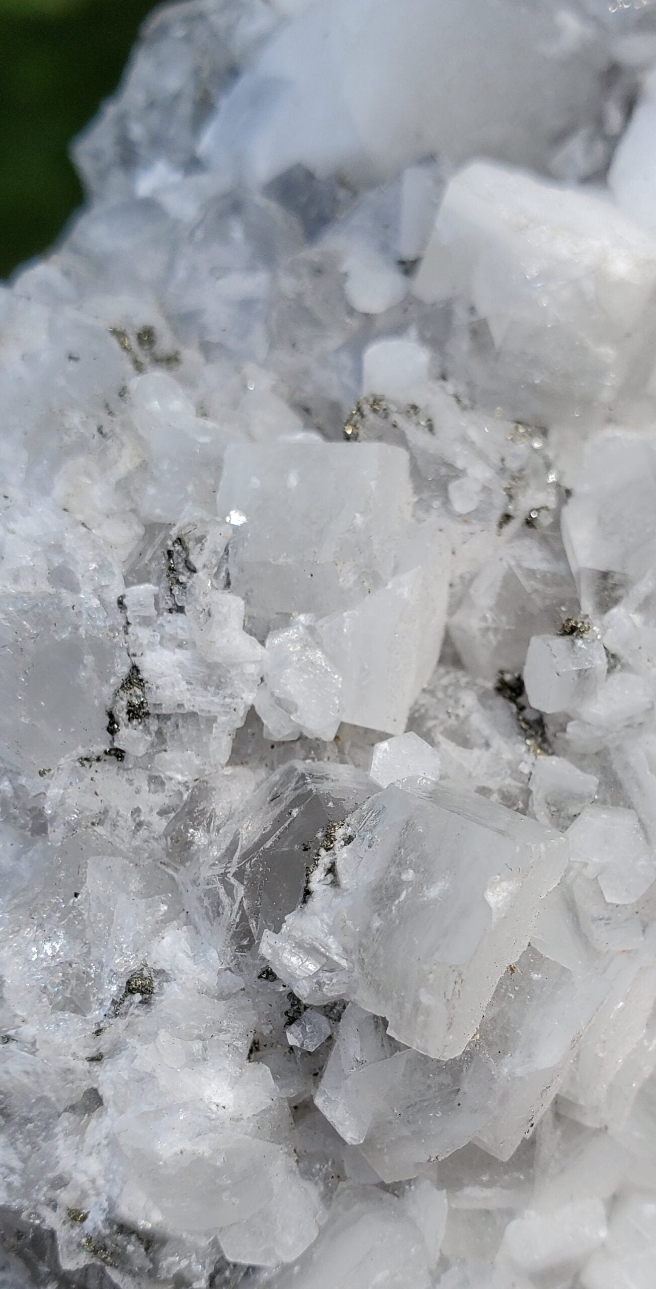 Massive White Calcite and Pyrite Cluster