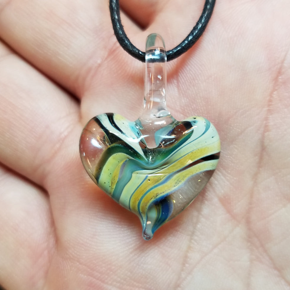 Lily Heart Glass Pendant Clearance