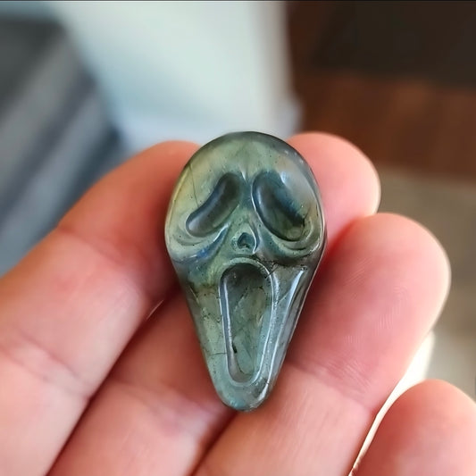Ghost Face Phantom Scream Carving Labradorite Cabochon