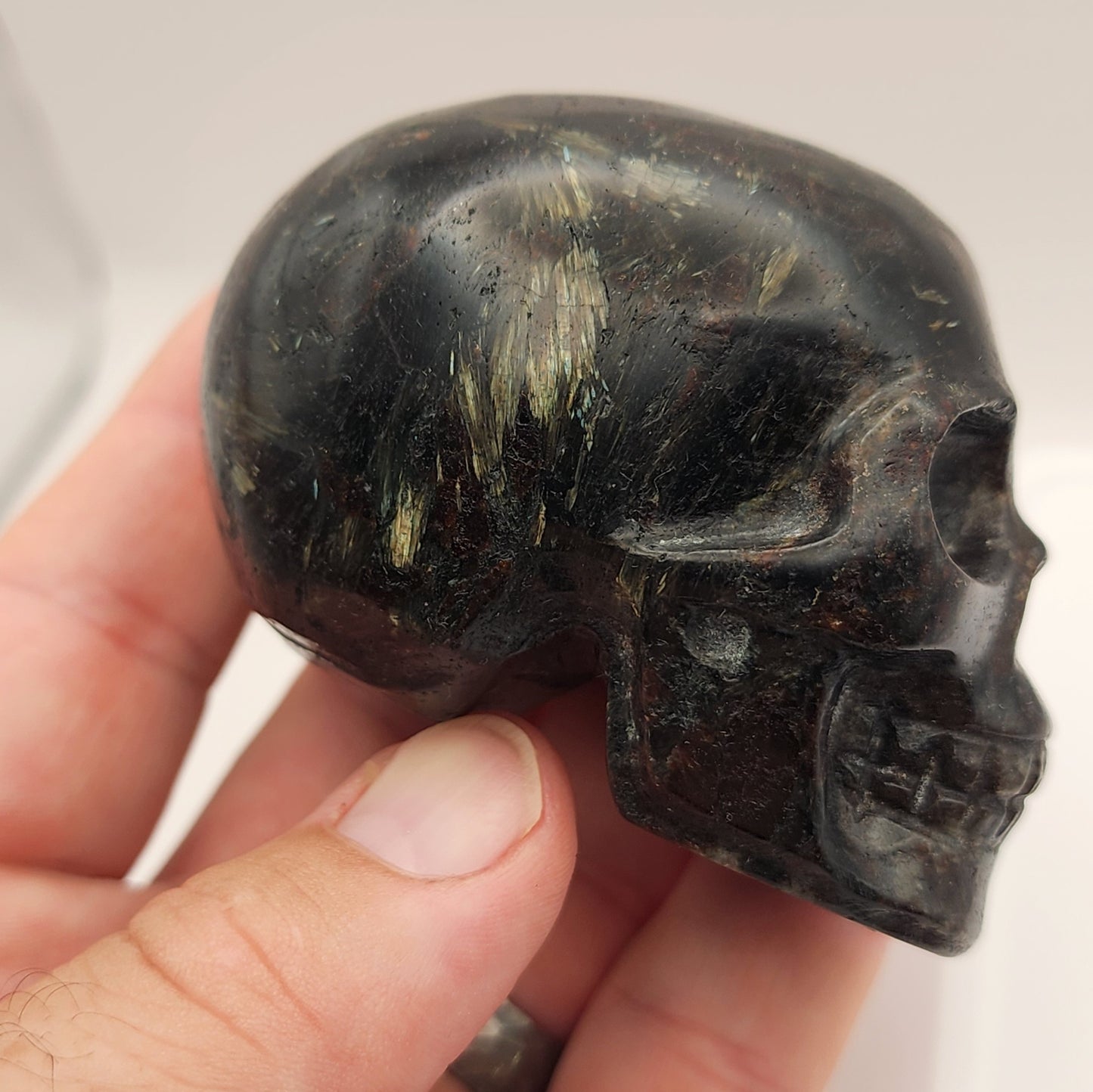 Arfvedsonite Skull - Small 3" - Hand-Carved Crystal Skull #6