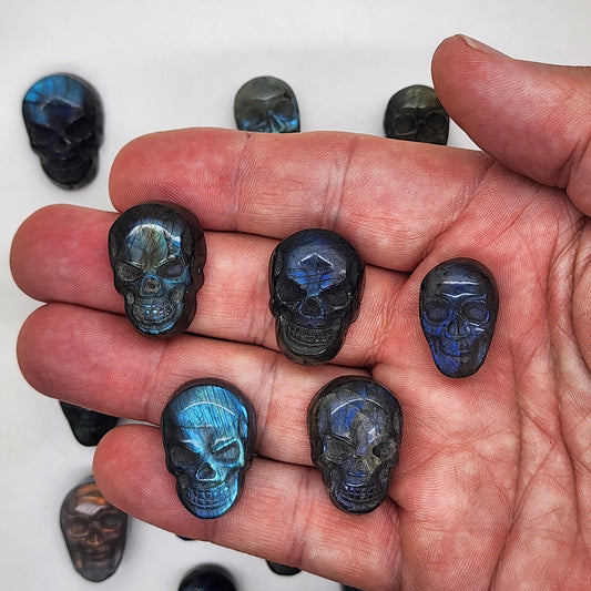 Labradorite Skull Face Small Carving Cabochon
