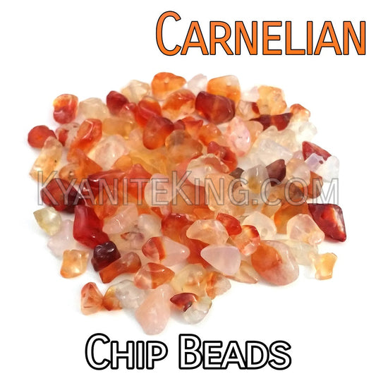 Carnelian chip beads in warm red-orange tones