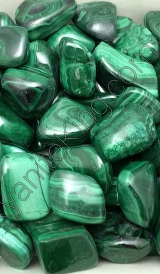 Polished malachite showing concentric green banding