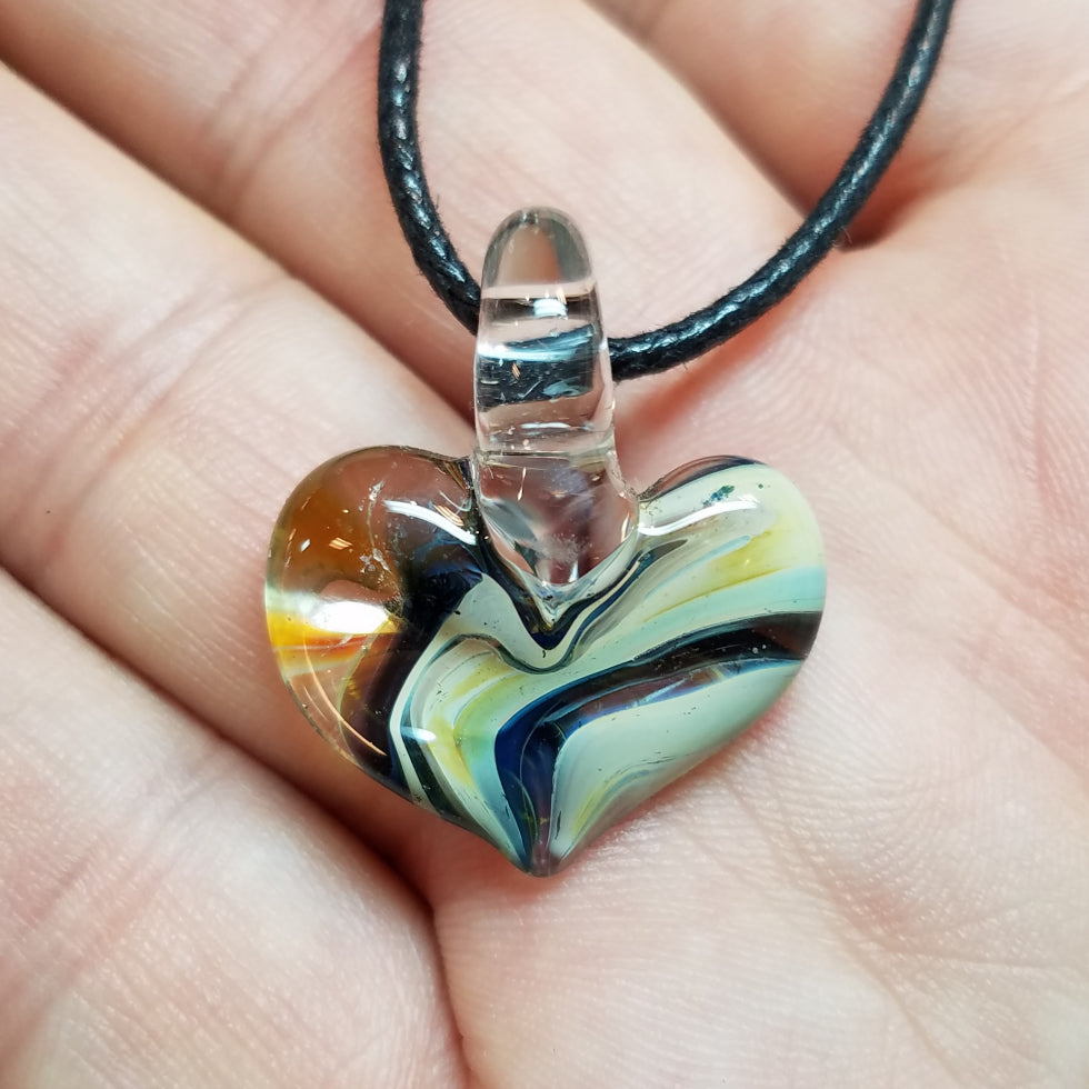 Lily Heart Glass Pendant Clearance