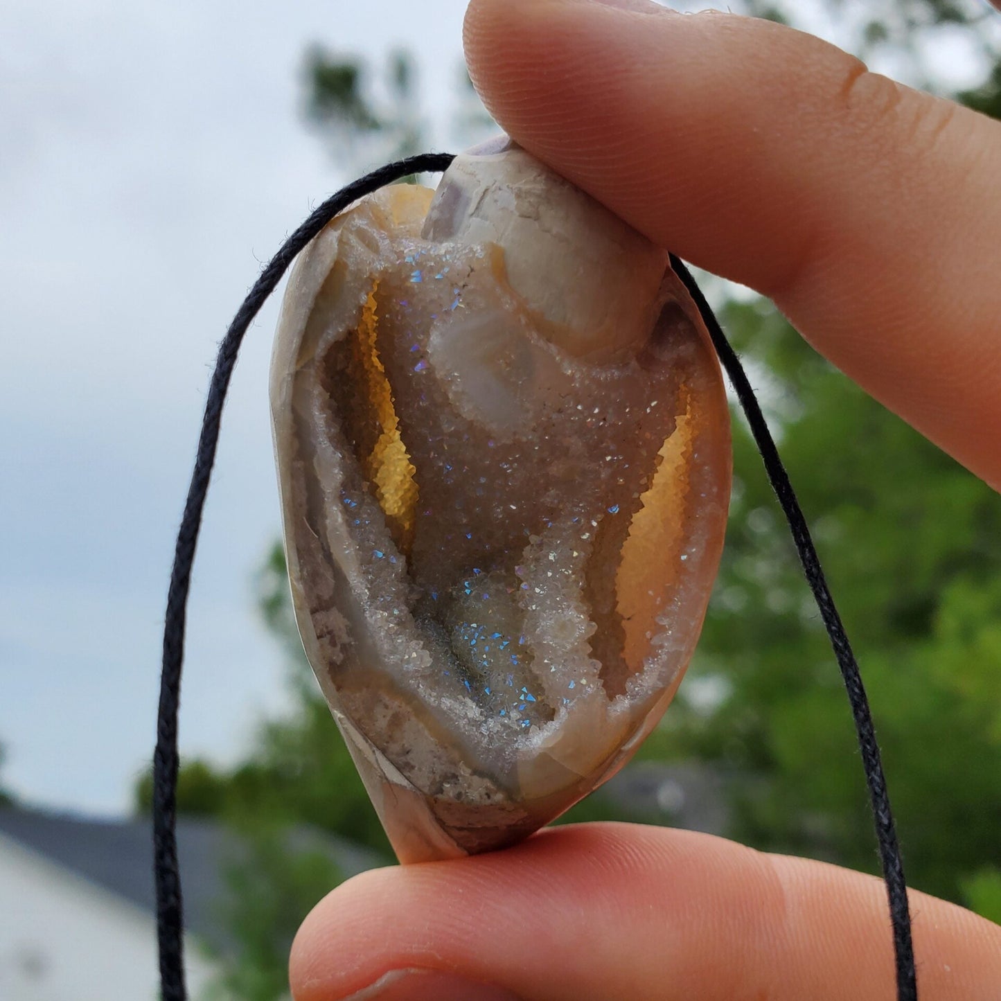 Spiralite Aura Fossil Pendant Large