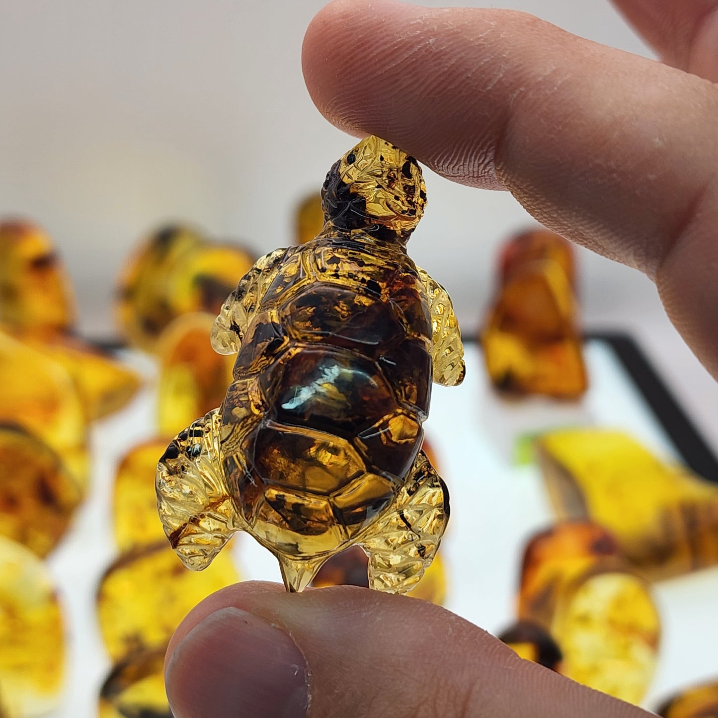 Carved Amber Sea Turtle