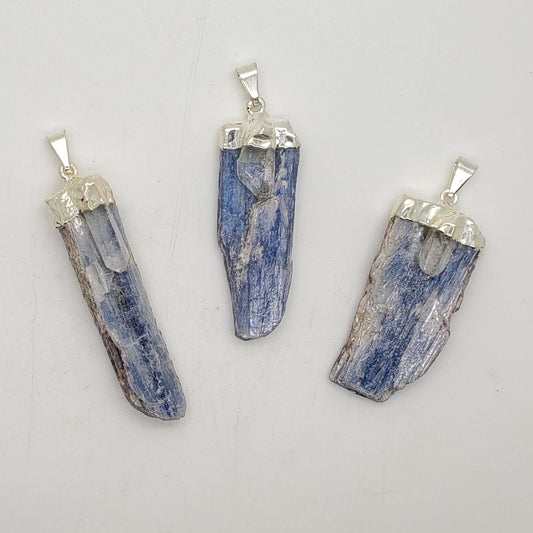 Blue Kyanite Pendant with Clear Quartz Accent