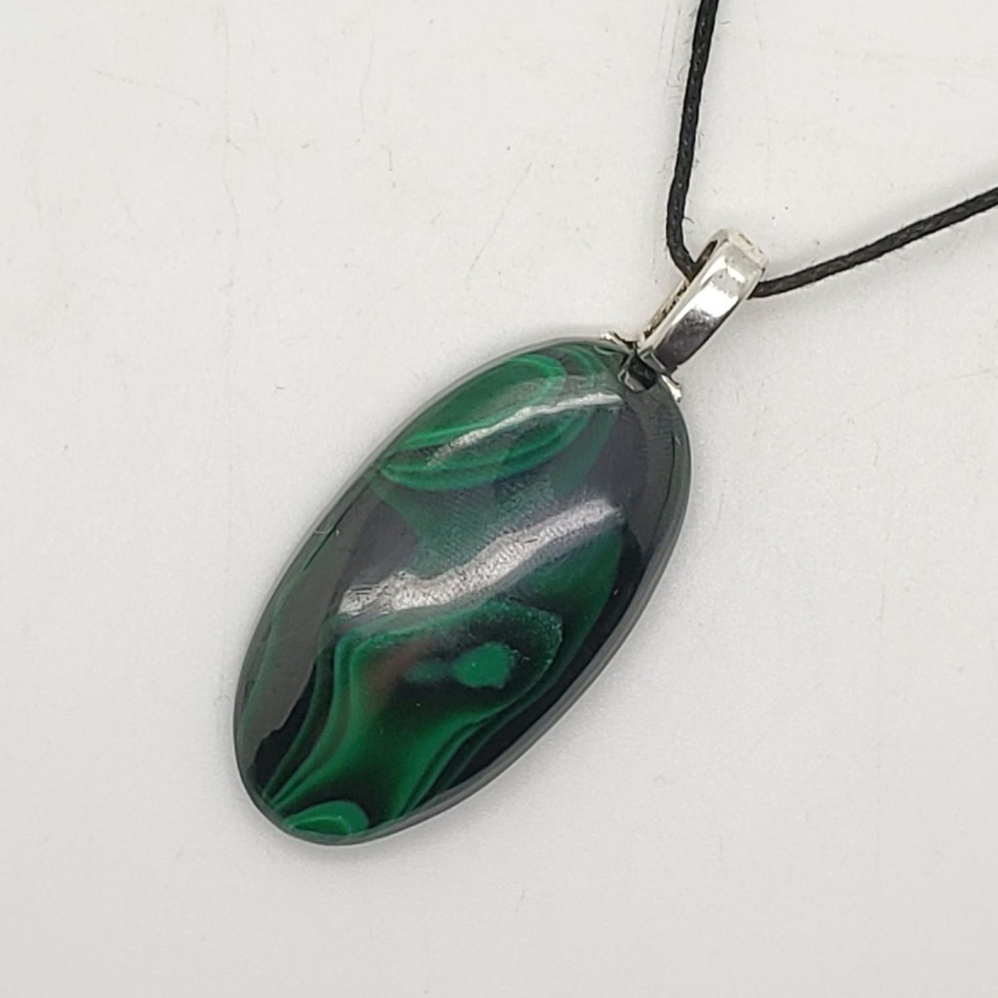 Dark Malachite Cabochon Gemstone Pendant