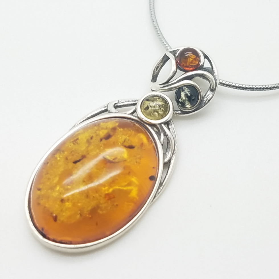 Multi-color Baltic Amber Pendant Slide