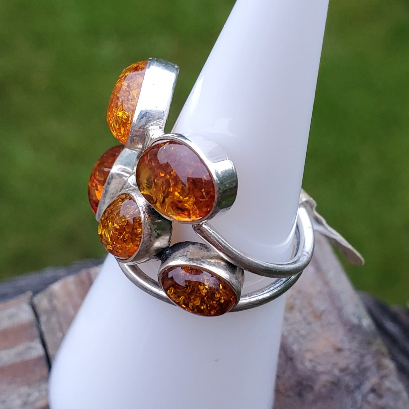 Multi Stone Baltic Amber Ring – Size 6