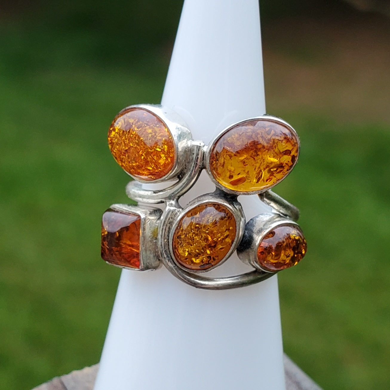 Multi Stone Baltic Amber Ring – Size 6