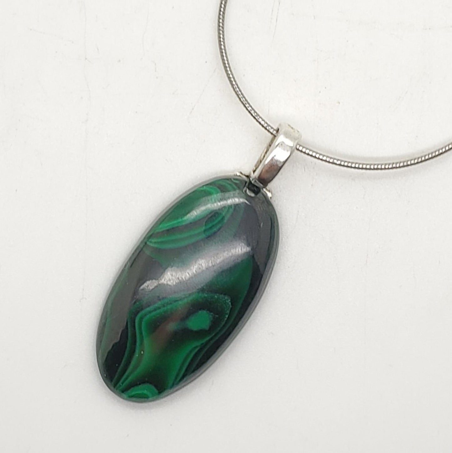 Dark Malachite Cabochon Gemstone Pendant