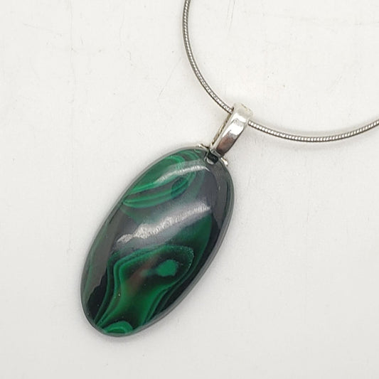Dark Malachite Cabochon Gemstone Pendant