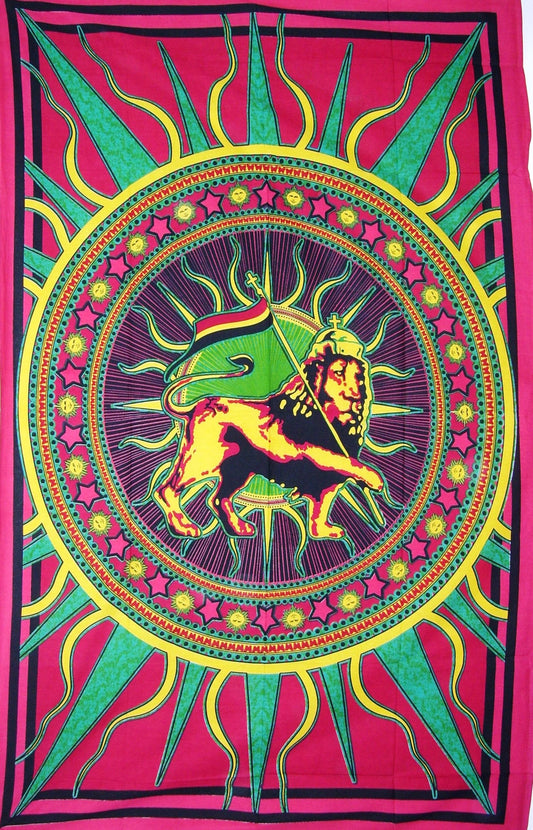 Rasta Lion Sun Tapestry Medium Size 58x82