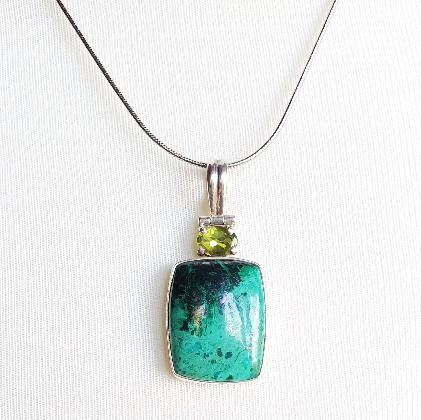 Chrysocolla and Peridot Pendant