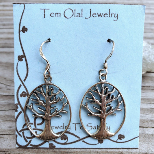Enclosed Tree Charm Earrings