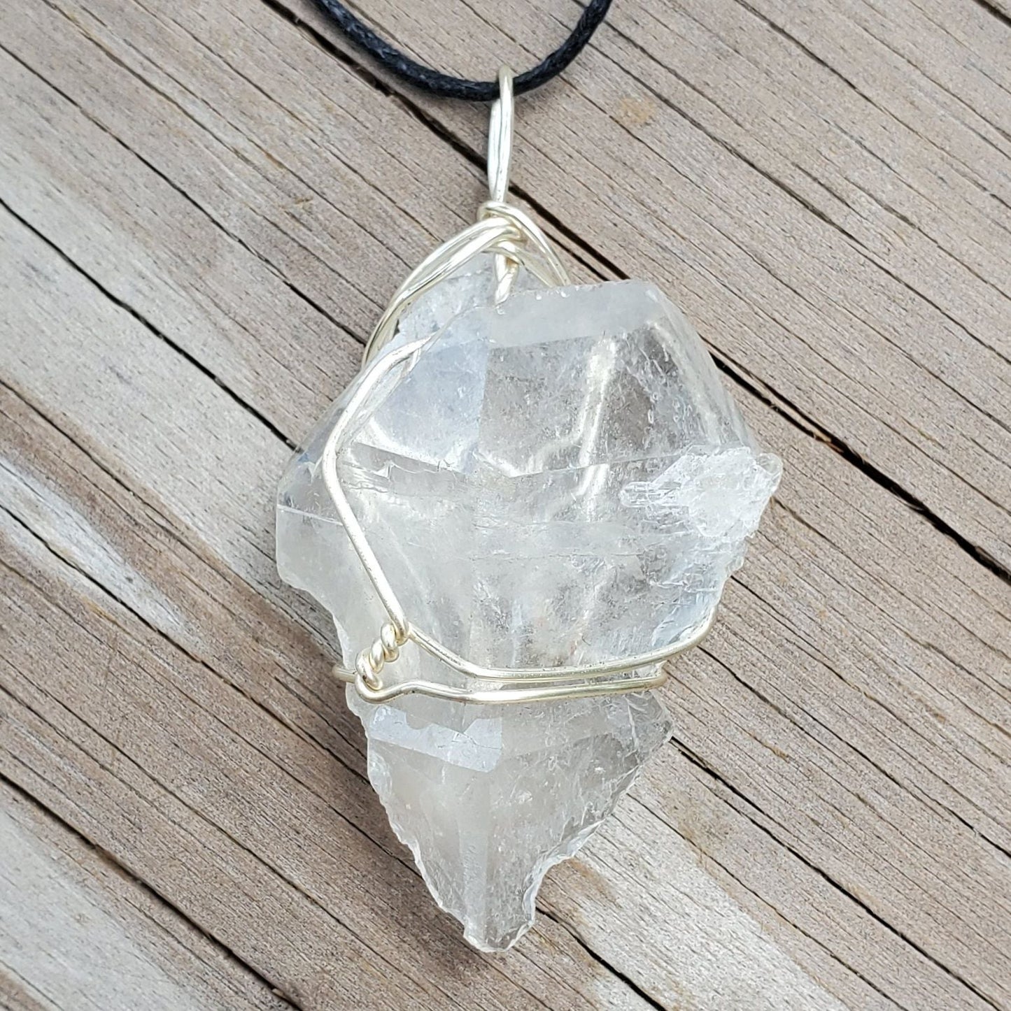 Natural Clear Quartz Crystal Wire Wrapped Pendant
