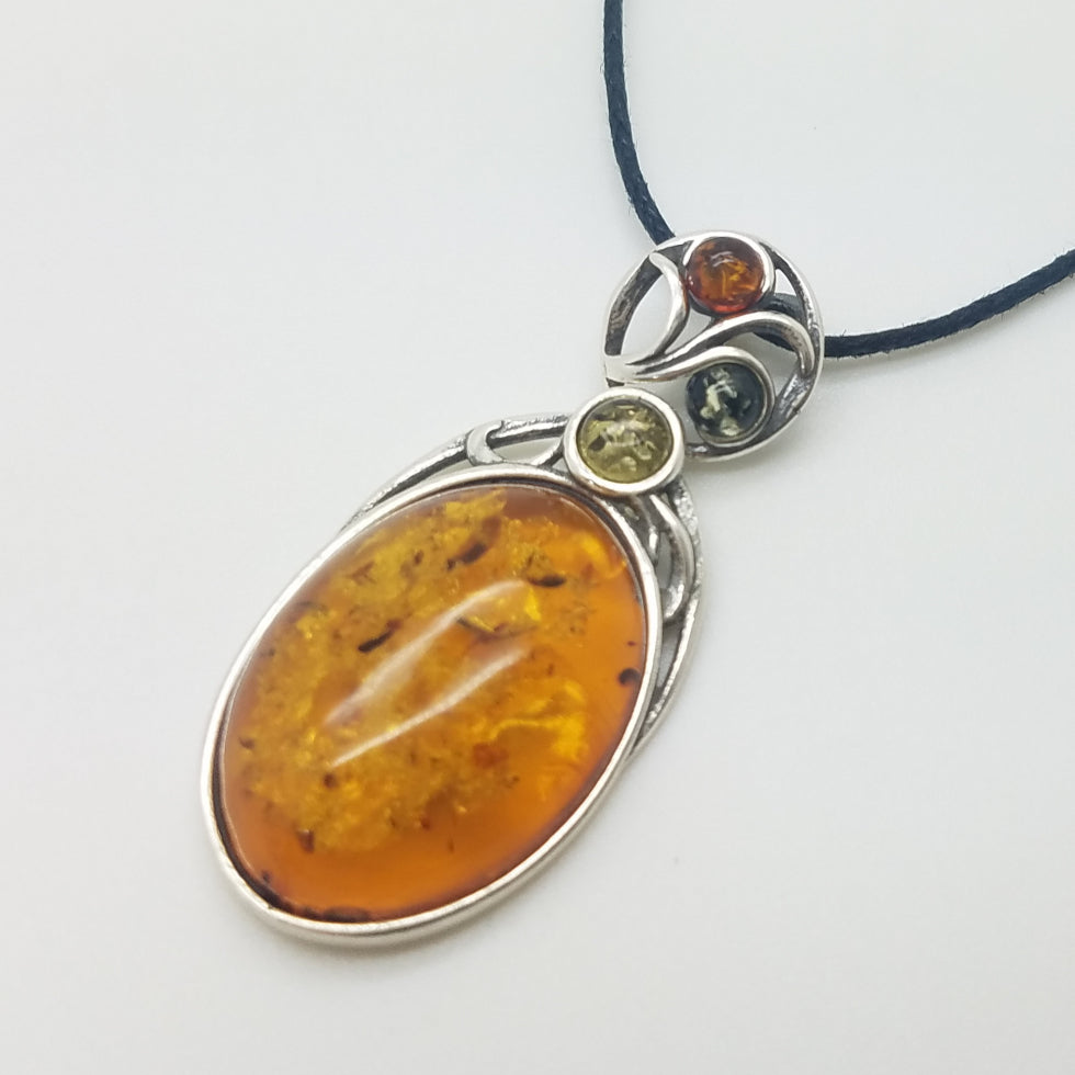Multi-color Baltic Amber Pendant Slide