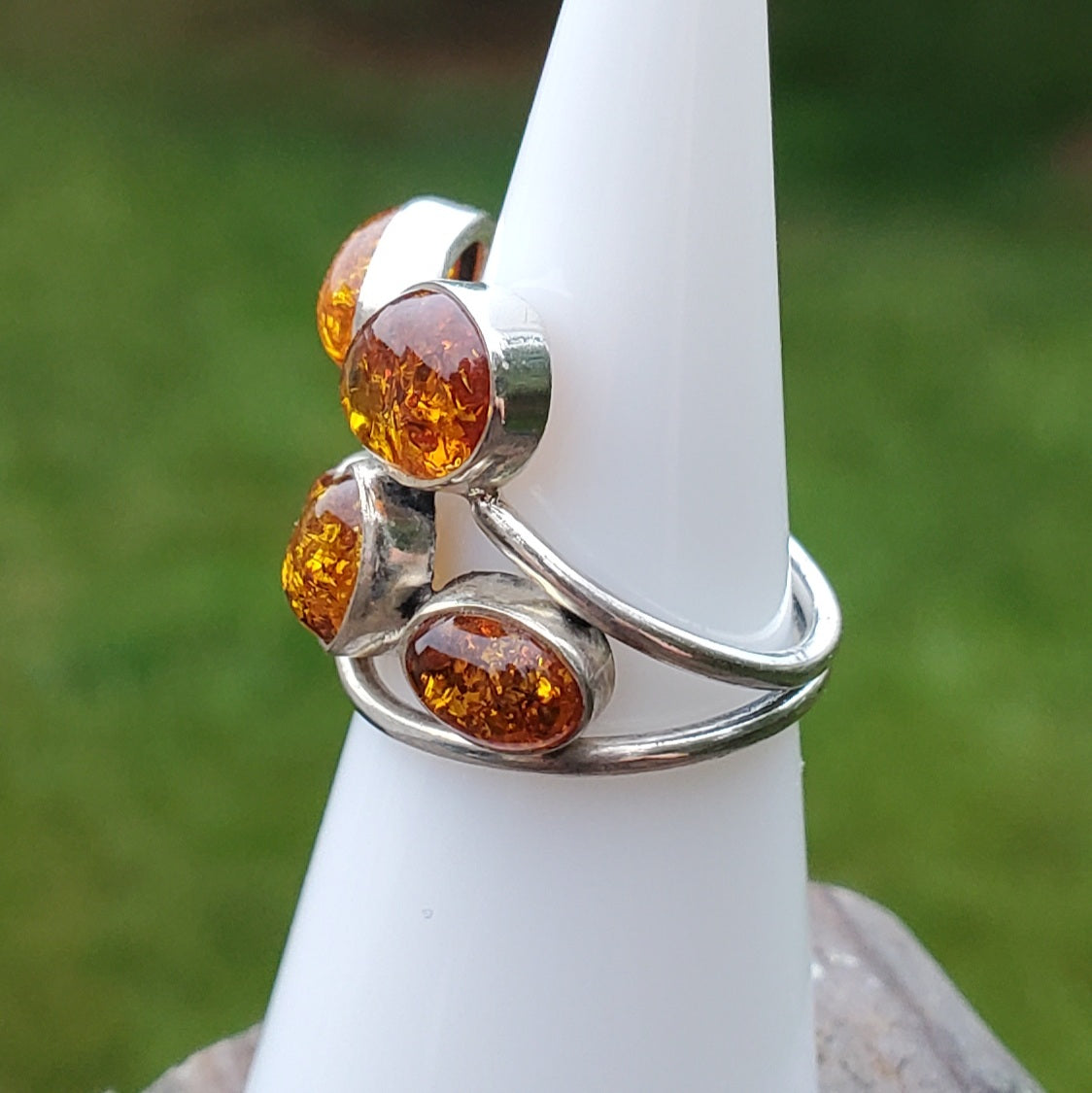 Multi Stone Baltic Amber Ring – Size 6