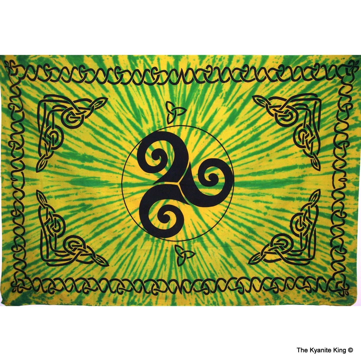 Tie Dye Celtic Trinity Spiral Tapestry -Green