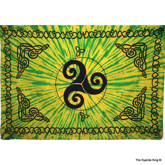 Tie Dye Celtic Trinity Spiral Tapestry -Green