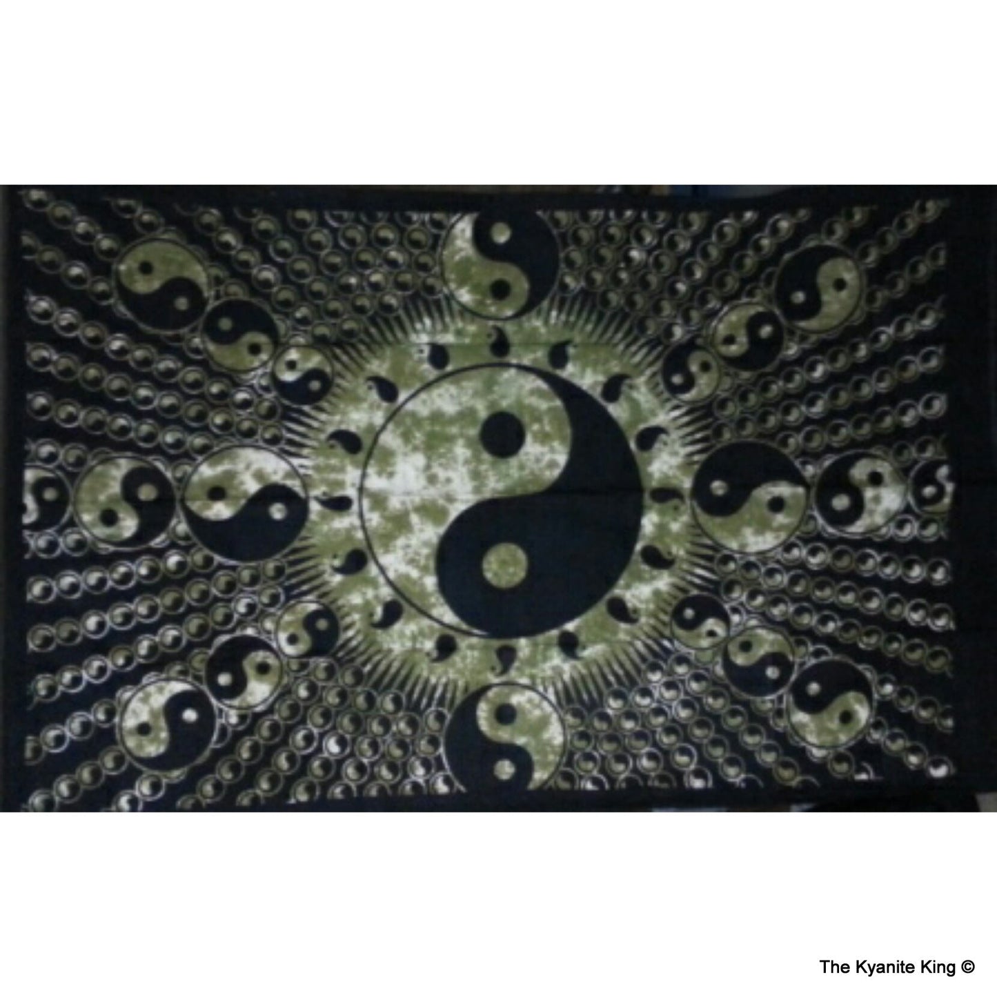 Tie Dye Green Fractal Yin Yang Tapestry