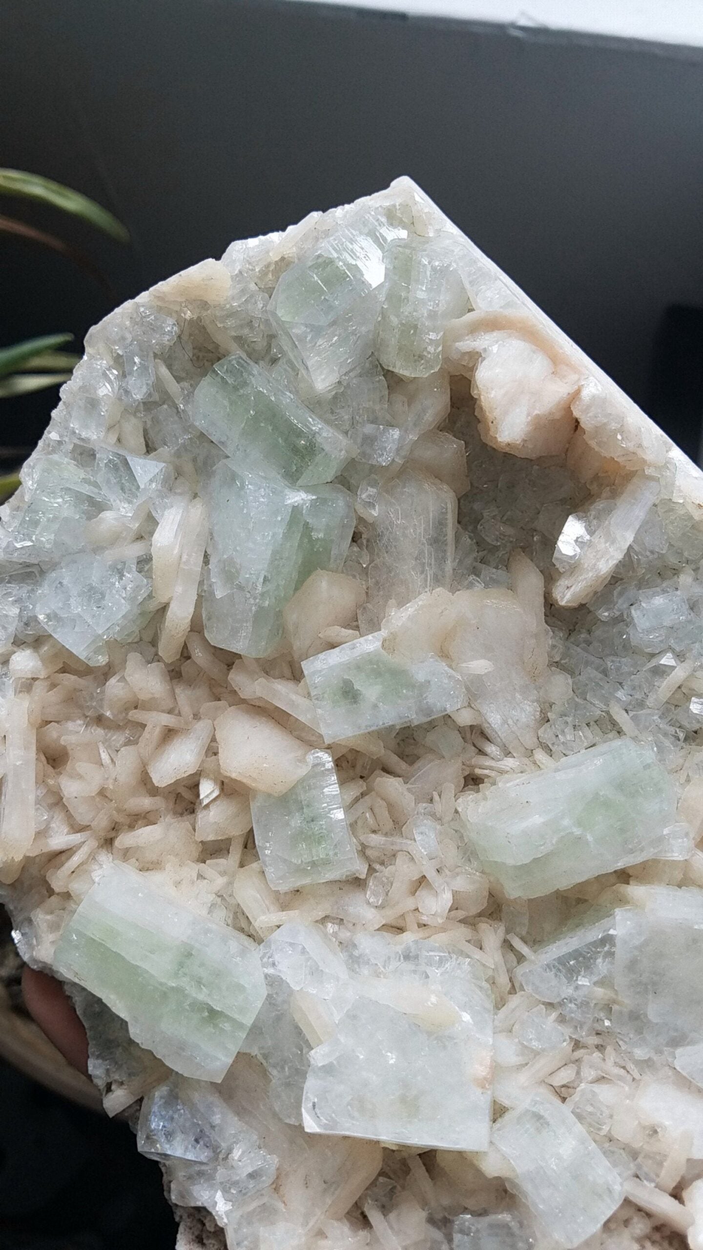 Green Apophyllite with Heulandite- Geode Cluster