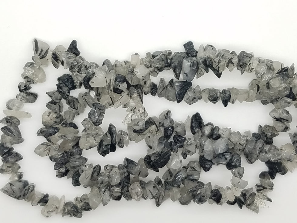 Black Tourmalinated Quartz Chip Beads – Package of 100