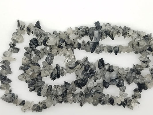 Black Tourmalinated Quartz Chip Beads – Package of 100