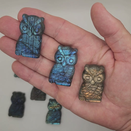 Labradorite Owl Carving Cabochon