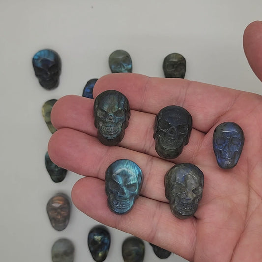 Labradorite Skull Face Small Carving Cabochon