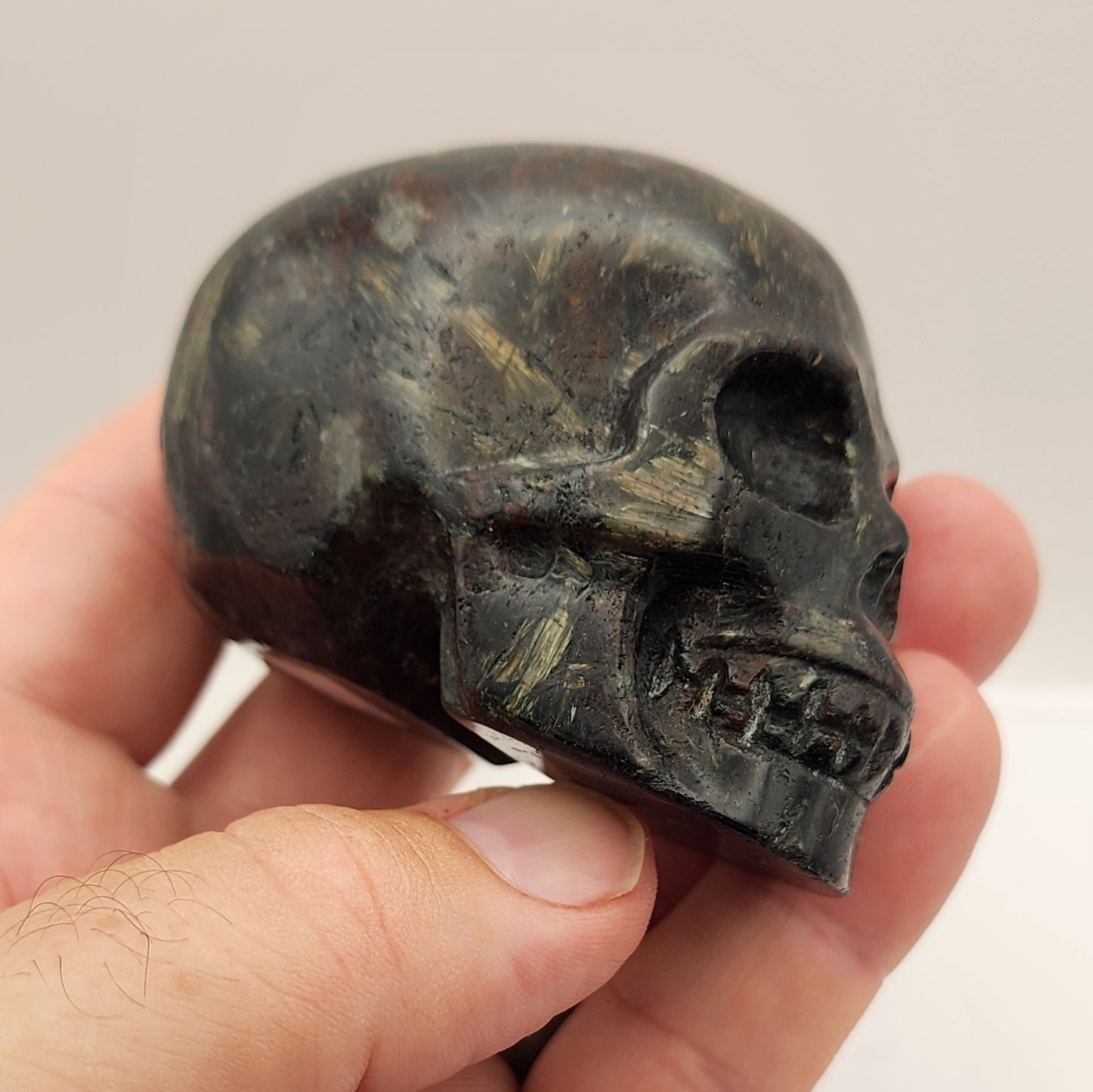 Arfvedsonite Skull - Small 3" - Hand-Carved Crystal Skull #7
