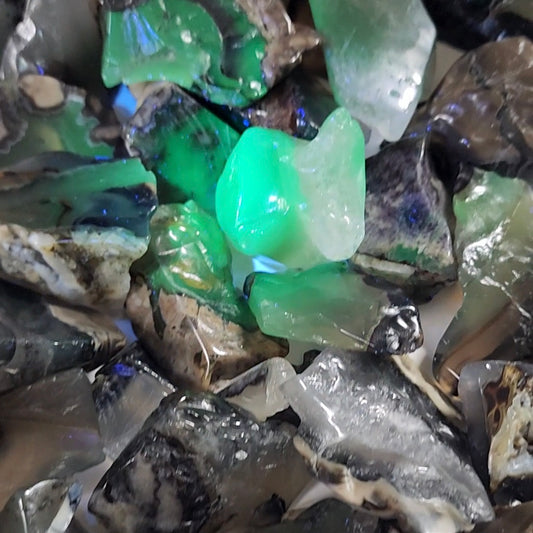 Black Volcano Agate Freeforms - Small 1-2" - UV Reactive Green