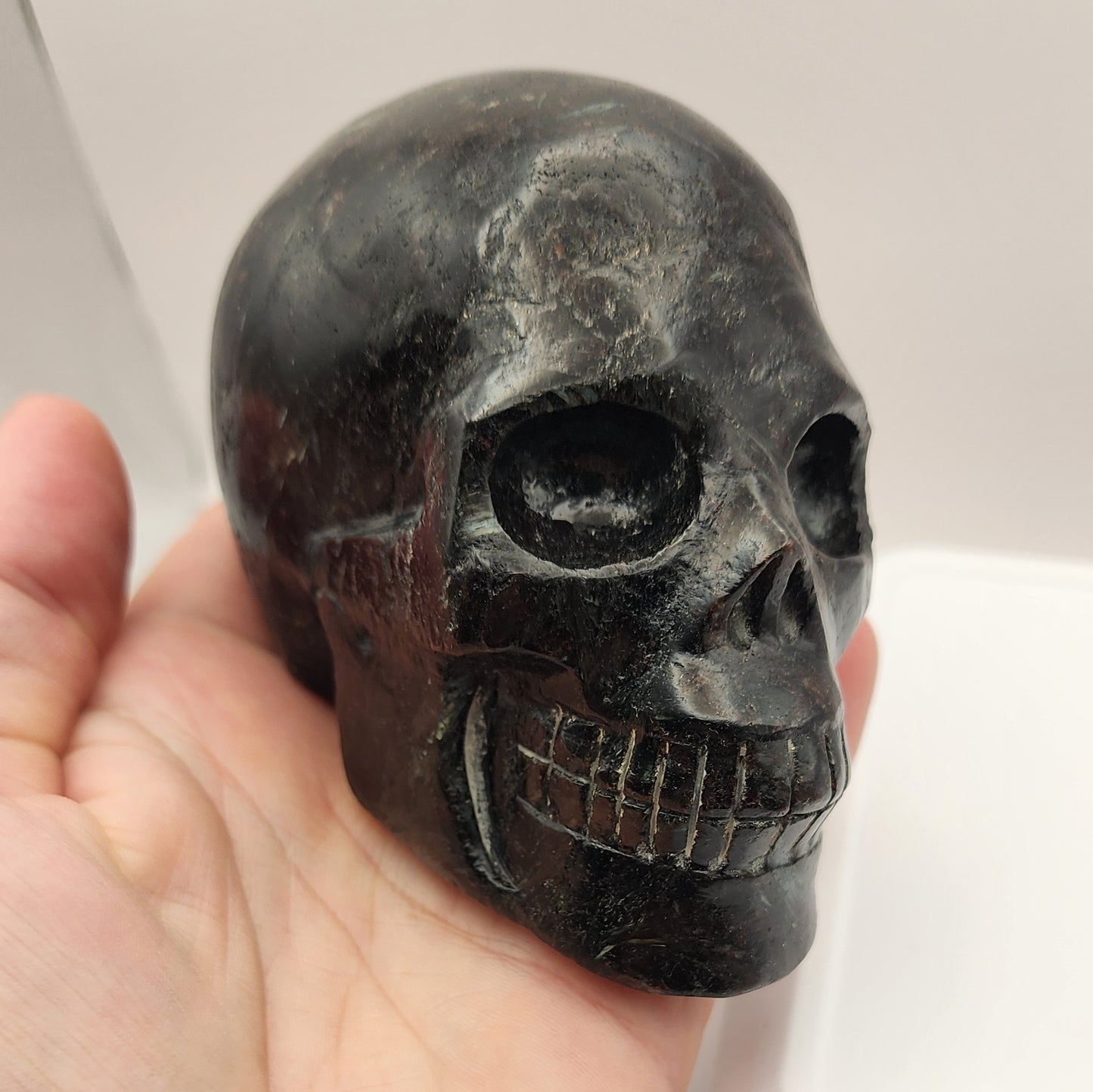 Caroline the Arfvedsonite Skull - Large Hand-Carved Collector Crystal Skull