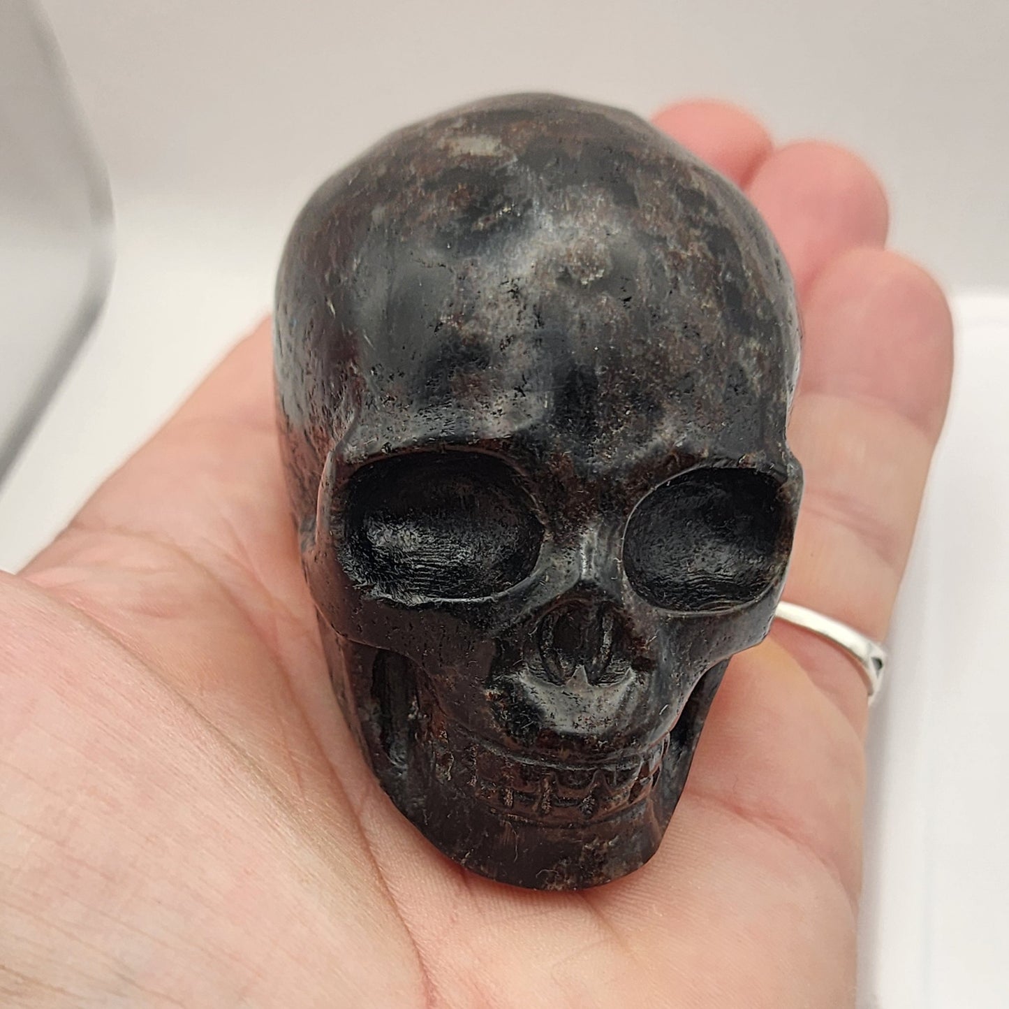 Arfvedsonite Skull - Small 3" - Hand-Carved Crystal Skull #7