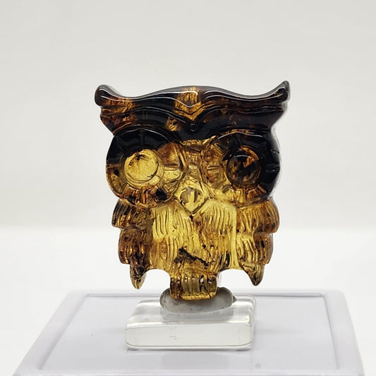 Amber Carved Owl #1