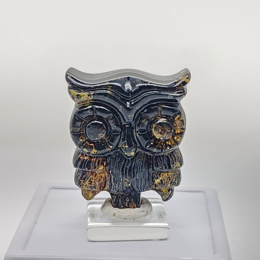Amber Carved Owl #4