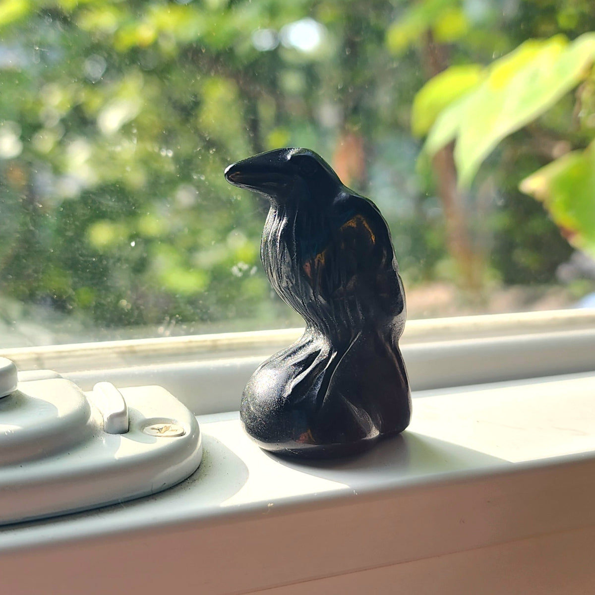 Black Obsidian Crow Raven Carving  1 piece