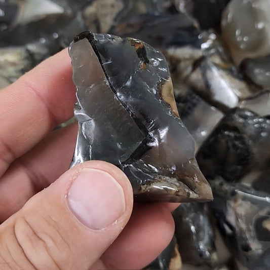 Black Volcano Agate Freeforms - Small 1-2" - UV Reactive Green