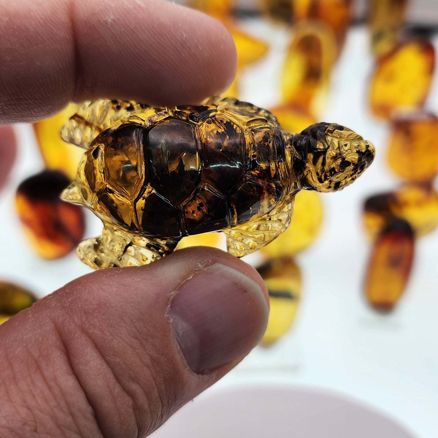 Carved Amber Sea Turtle
